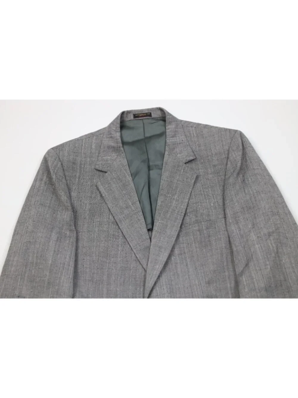 Vintage 70s 80s Mens 44L 2 Piece Atomic Fleck Suit Wedding Wide Leg 36x31 Gray